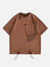Solid Slant Pocket Suede Tee